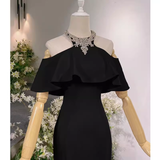 Elegant Mermaid Black Long Prom Dresses Formal Evening Dress HZ1022