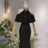 Elegant Mermaid Black Long Prom Dresses Formal Evening Dress HZ1022