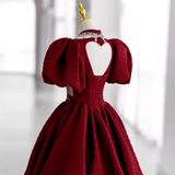 Princess Ball Gown Red Lace Long Prom Dress HZ1022