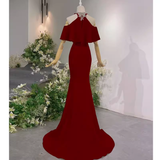 Elegant Mermaid Red Long Prom Dresses Formal Evening Dress HZ1022