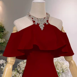 Elegant Mermaid Red Long Prom Dresses Formal Evening Dress HZ1022