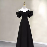 Elegant A line Black Long Prom Dresses Formal Evening Dress HZ1022