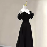 Elegant A line Black Long Prom Dresses Formal Evening Dress HZ1022