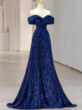 Elegant A line Off The Shoulder Royal Blue Prom Dresses Formal Evening Dress HZ1022