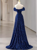 Elegant A line Off The Shoulder Royal Blue Prom Dresses Formal Evening Dress HZ1022