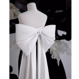 Modest A Line Strapless Long Sleeveless Satin Black Prom Dresses HZ1022