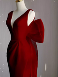 Sexy Sheath V neckline Long Senior Red Prom Dress Formal Dress HZ1022