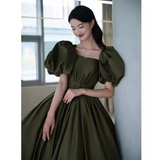 Modest A line Short Sleeves Long Senior Green Prom Dress Formal Dress HZ1022