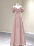 Beautiful A-Line Straps Pink Long Prom Dress HZ1022
