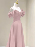 Beautiful A-Line Straps Pink Long Prom Dress HZ1022