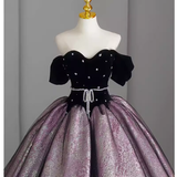 Ball Gown Sweet 16 Dress Off the Shoulder Satin Lilac Sweet 16 Dresses HZ1022