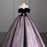 Ball Gown Sweet 16 Dress Off the Shoulder Satin Lilac Sweet 16 Dresses HZ1022