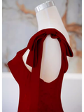 Simple A line Straps Long Red Prom Dress Evening Dress HZ1022