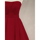 Simple A line Strapless Long Red Prom Dress Evening Dress HZ1022