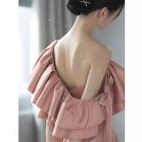 Simple Strapless Pink Long Prom Dress HZ1022