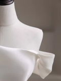Vintage Mermaid Off The Shoulder Long White Satin Wedding Dresses HZ1022