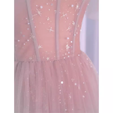 Sexy A line Straps Neckline Long Pink Prom Dress HZ1022