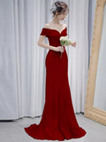 Sexy Mermaid Off the Shoulder Long Red Prom Dress HZ1022