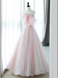 Sexy A-Line Pink Tulle Long Prom Dress HZ1022