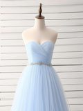 A-Line Sweetheart Neck Tulle Light Sky Blue Long Prom Dress HZ1022