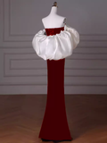 Mermaid Strapless Red Prom Dress Long Party Dresses HZ1022