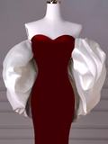 Mermaid Strapless Red Prom Dress Long Party Dresses HZ1022