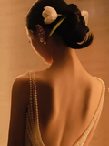 Vintage Mermaid Straps Long White Satin Wedding Dresses HZ1022