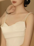 Vintage Mermaid Straps Long White Satin Wedding Dresses HZ1022