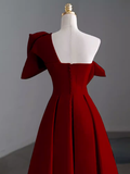 Simple A Line Strapless Red Floor Length Prom Dress HZ1022