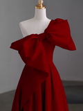 Simple A Line Strapless Red Floor Length Prom Dress HZ1022