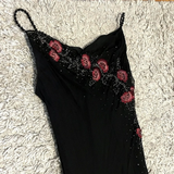 Modest Black Long Prom Dresses With Flowers 22th Birthday Outfits HZ1022
