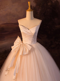 Beautiful A-Line Strapless Tulle Long Prom Dress Evening Dress HZ1022