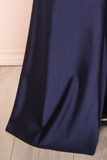Sexy Mermaid Halter Sleeveless Navy Blue Long Prom Dresses HZ1022