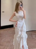 Simple Sheath Long White Prom Dresses HZ1022