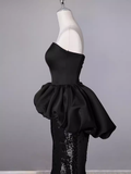 Mermaid Sweetheart Long Black Sequin Prom Dresses HZ1022