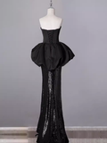 Mermaid Sweetheart Long Black Sequin Prom Dresses HZ1022