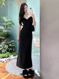 Mermaid Sweetheart Long Black Velvet Prom Dresses HZ1022