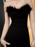 Mermaid Sweetheart Long Black Velvet Prom Dresses HZ1022
