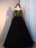 Ball Gown Sweetheart Tulle Black Prom Dresses Evening Dress HZ1022