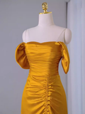Sheath Off The Shoulder Yellow Prom Dresses Evening Dress HZ1022