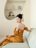 Sheath Off The Shoulder Yellow Prom Dresses Evening Dress HZ1022