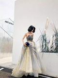 Ball Gown Strapless Sequin Prom Dresses Long Evening Dress HZ1022