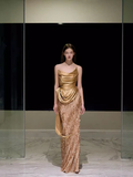 Mermaid Strapless Sequin Prom Dresses Evening Dress HZ1022