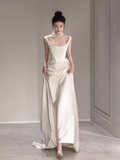 Simple Mermaid Off The Shoulder White Prom Dresses Evening Dress HZ1022