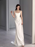 Simple Mermaid Off The Shoulder White Prom Dresses Evening Dress HZ1022
