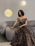 Simple A line Sequin Prom Dresses Evening Dress HZ1022