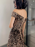 Simple A line Sequin Prom Dresses Evening Dress HZ1022