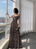 Simple A line Sequin Prom Dresses Evening Dress HZ1022