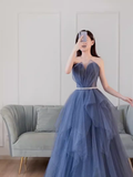 Simple Ball Gown Strapless Tulle Prom Dresses Evening Dress HZ1022
