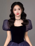 Simple A Line Grape Tulle Prom Dresses Evening Dress HZ1022